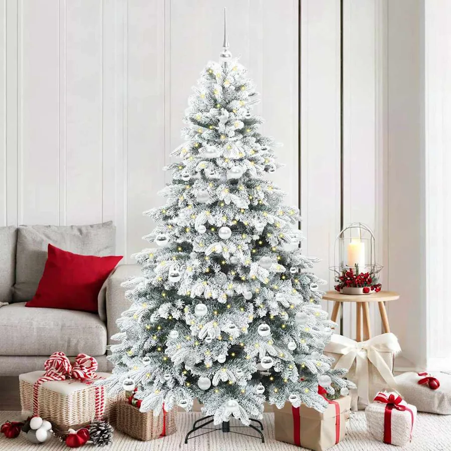 Sapin de Noël artificiel avec 300 LED Blanc 180 cm PE et PVC