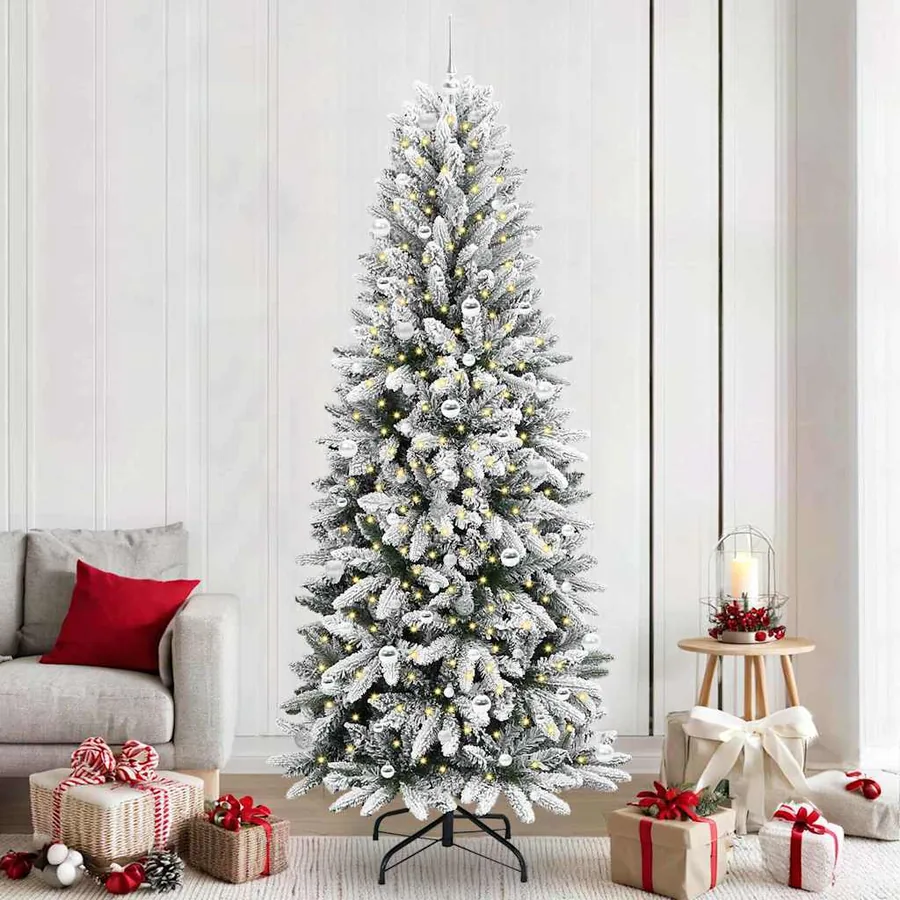 Sapin de Noël artificiel avec 300 LED avec support Blanc 240 cm