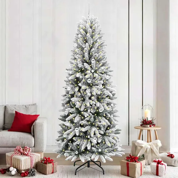 Sapin de Noël artificiel avec 300 LED avec support Blanc 240 cm