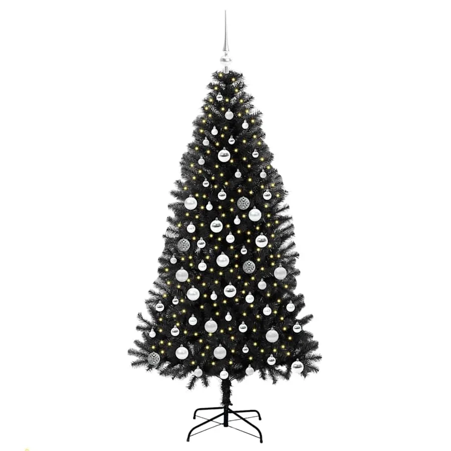 Sapin de Noël avec 300 LED avec support Noir 180 cm PVC - 3