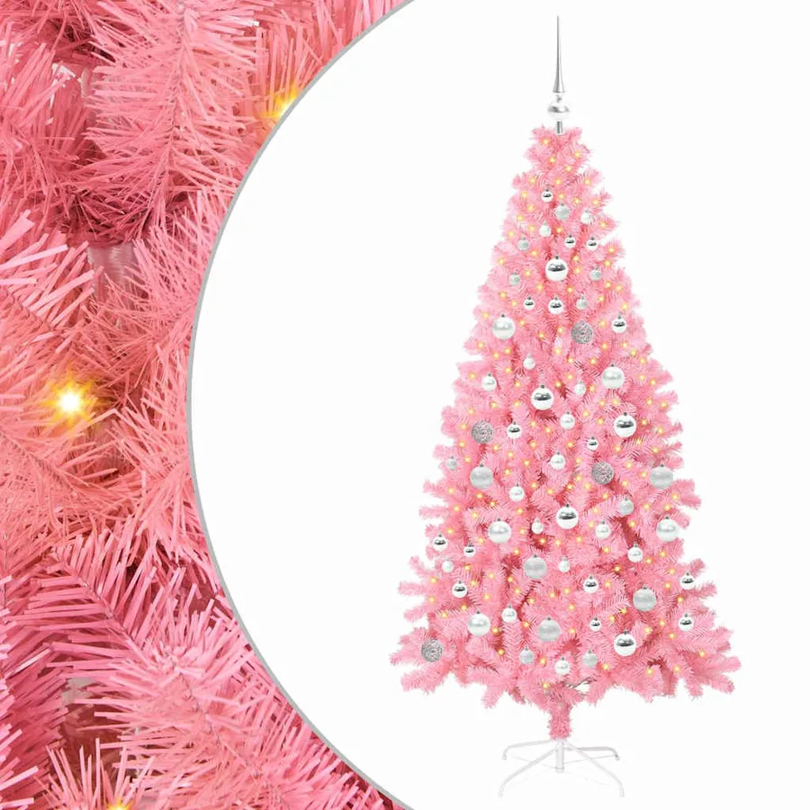 Sapin de Noël avec 300 LED avec support Rose 180 cm PVC - 2