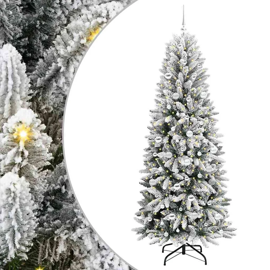 Sapin de Noël artificiel avec 300 LED avec support Blanc 210 cm - 2