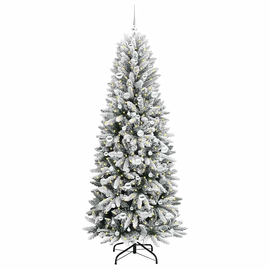 Sapin de Noël artificiel avec 300 LED avec support Blanc 210 cm - 3