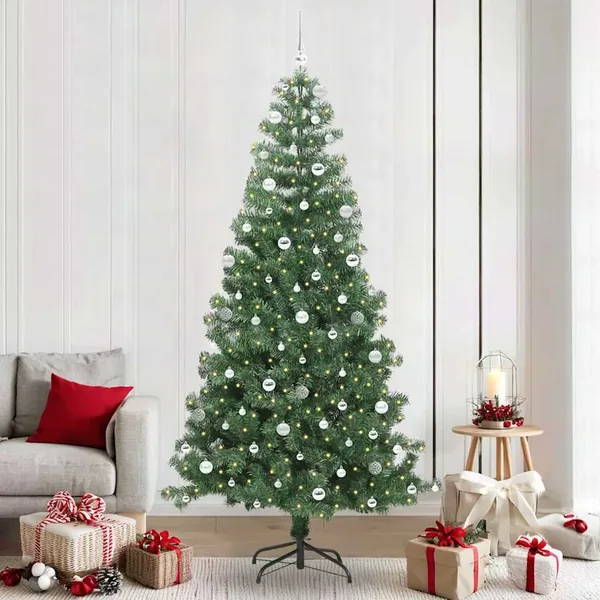 Sapin de Noël avec 300 LED avec support Vert 240 cm PVC