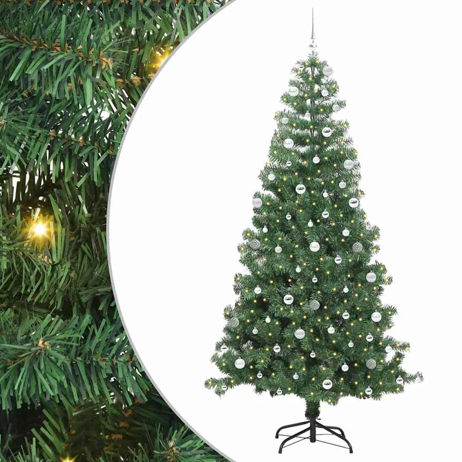 Sapin de Noël avec 300 LED avec support Vert 240 cm PVC - 2