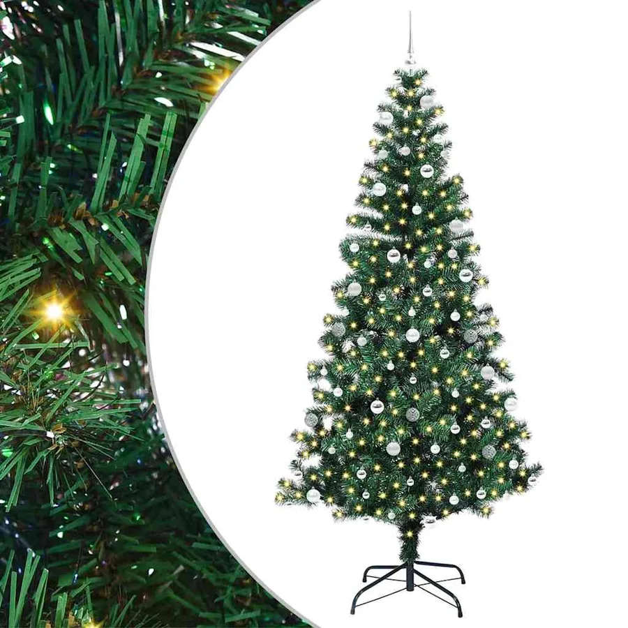 Sapin de Noël artificiel pré-éclairé Vert 240 cm PVC et métal - 2
