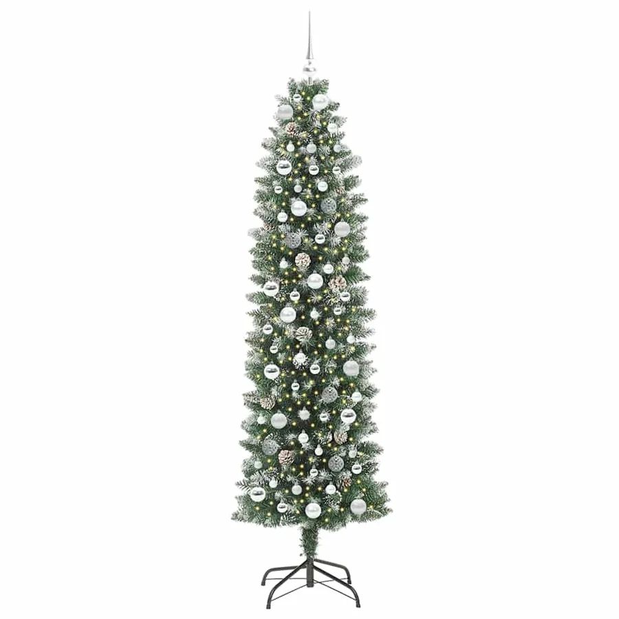 Arbre de Noël artificiel slim avec 300 LED Vert et blanc 210 cm - 3