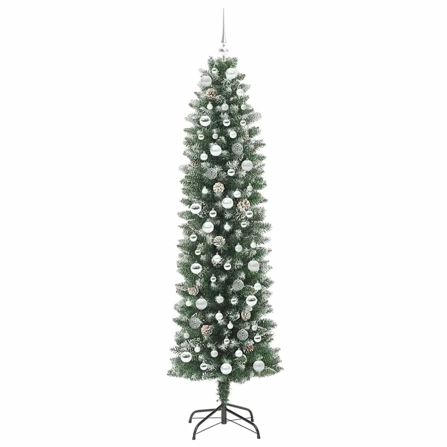 Arbre de Noël artificiel slim avec 300 LED Vert et blanc 210 cm - 4