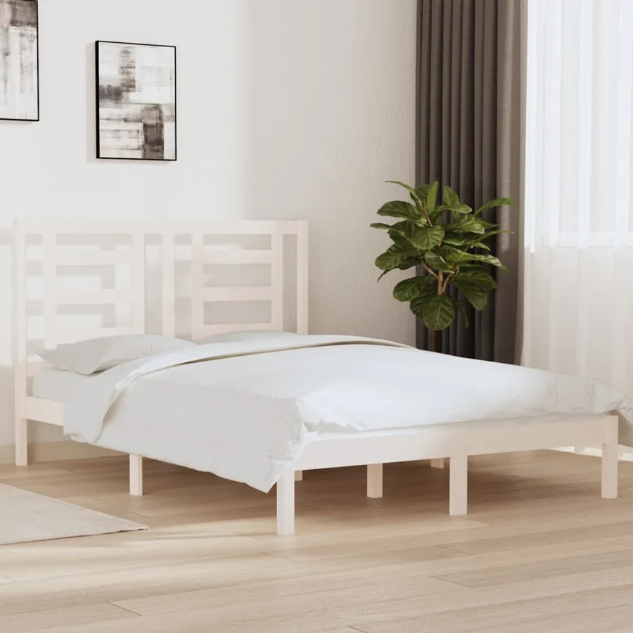 Cadre de lit sans matelas blanc 140x190 cm bois de pin massif