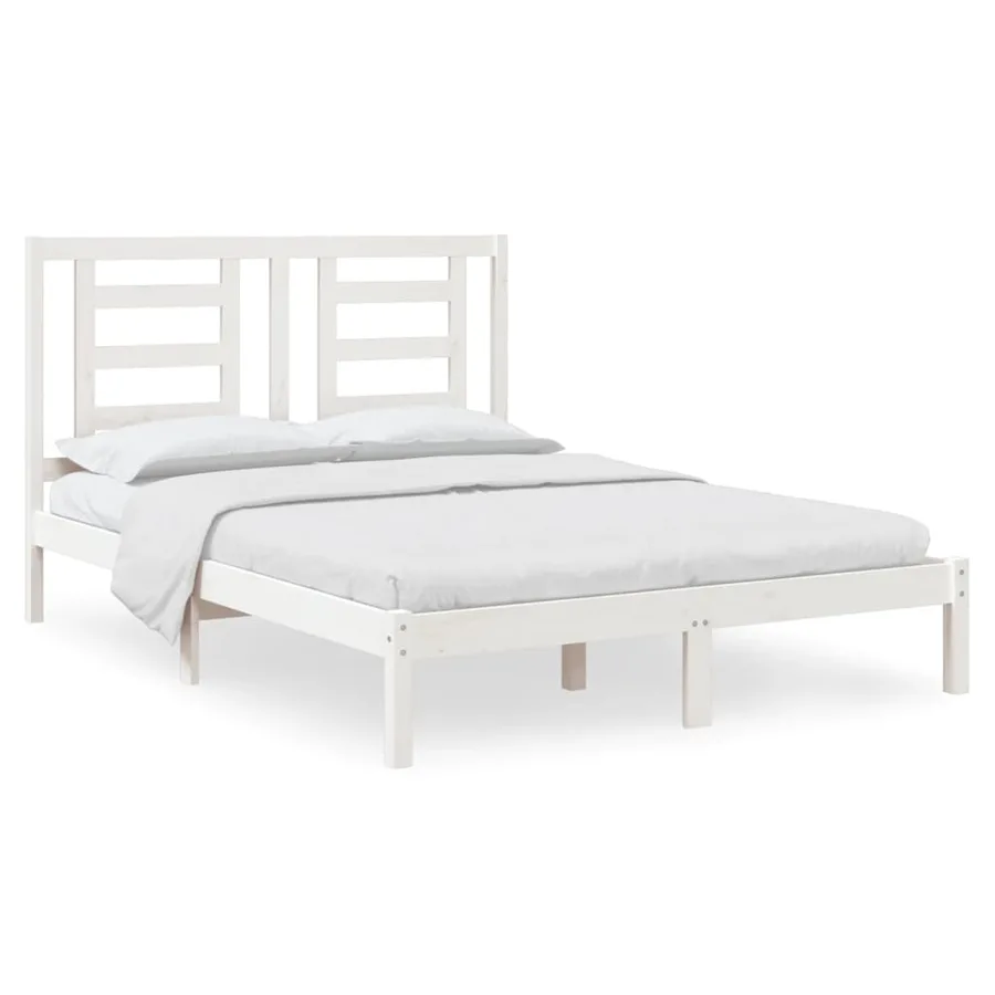 Cadre de lit sans matelas blanc 140x190 cm bois de pin massif - 2