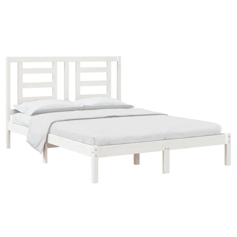 Cadre de lit sans matelas blanc 140x190 cm bois de pin massif - 3