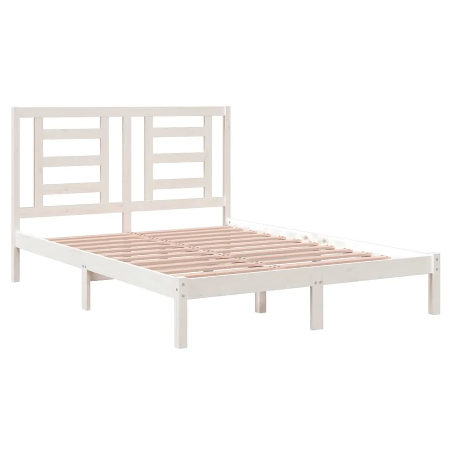 Cadre de lit sans matelas blanc 140x190 cm bois de pin massif - 4
