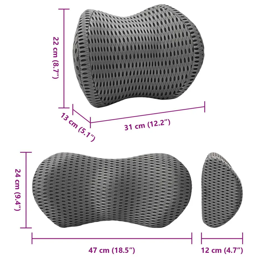 Coussin cervical, Coussin dorsal Gris Mousse à mémoire de forme - 8