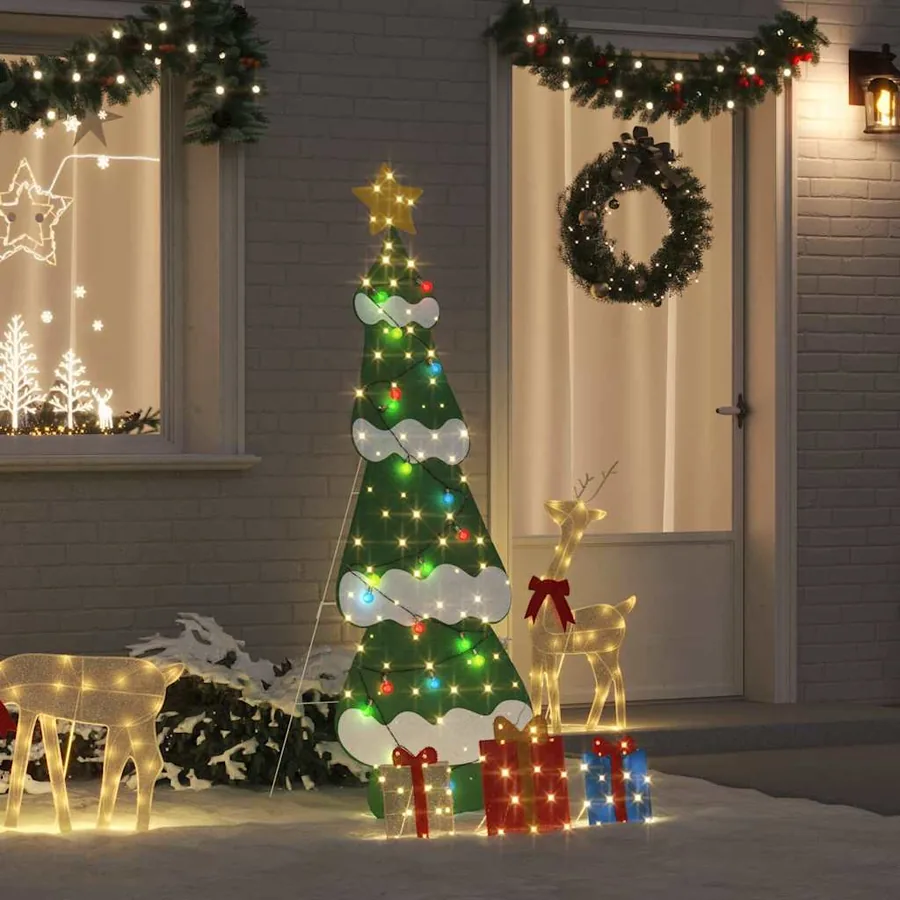 Sapin de Noël lumineux avec 3 boîtes-cadeaux 2D blanc chaud