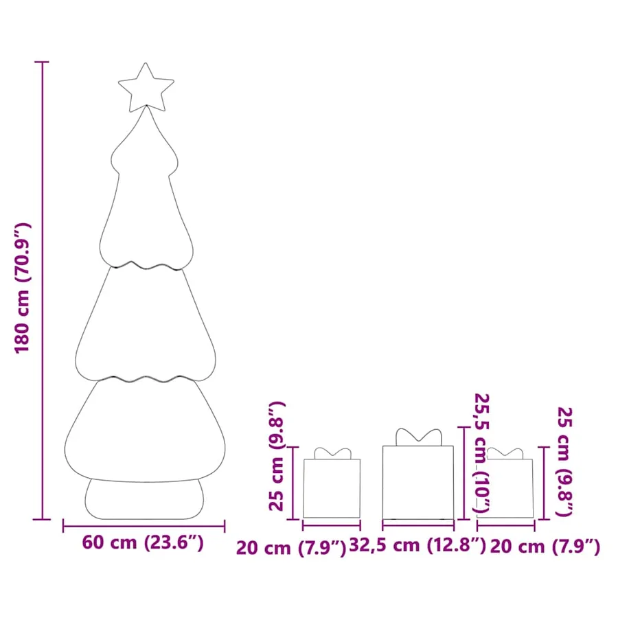 Sapin de Noël lumineux avec 3 boîtes-cadeaux 2D blanc chaud - 12