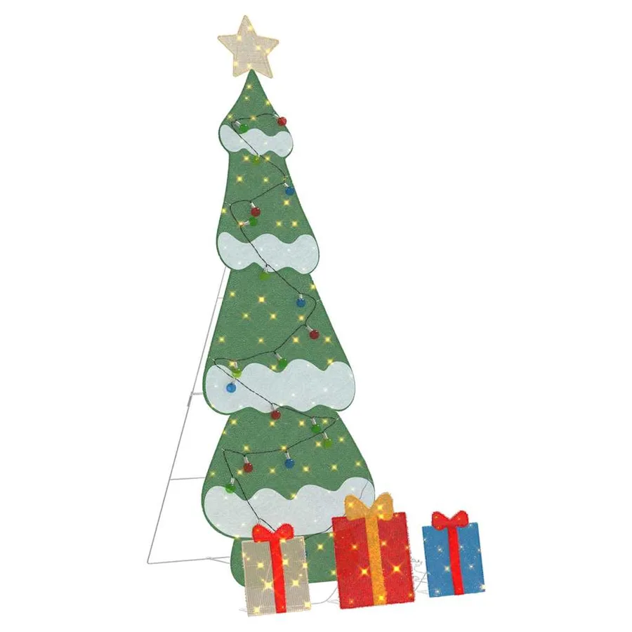 Sapin de Noël lumineux avec 3 boîtes-cadeaux 2D blanc chaud - 2