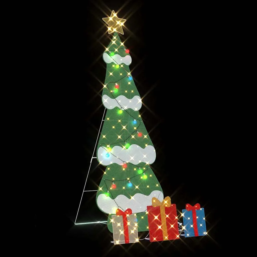 Sapin de Noël lumineux avec 3 boîtes-cadeaux 2D blanc chaud - 5