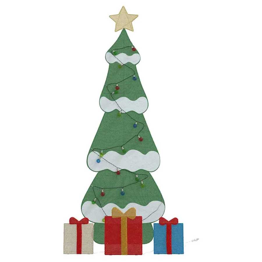 Sapin de Noël lumineux avec 3 boîtes-cadeaux 2D blanc chaud - 6