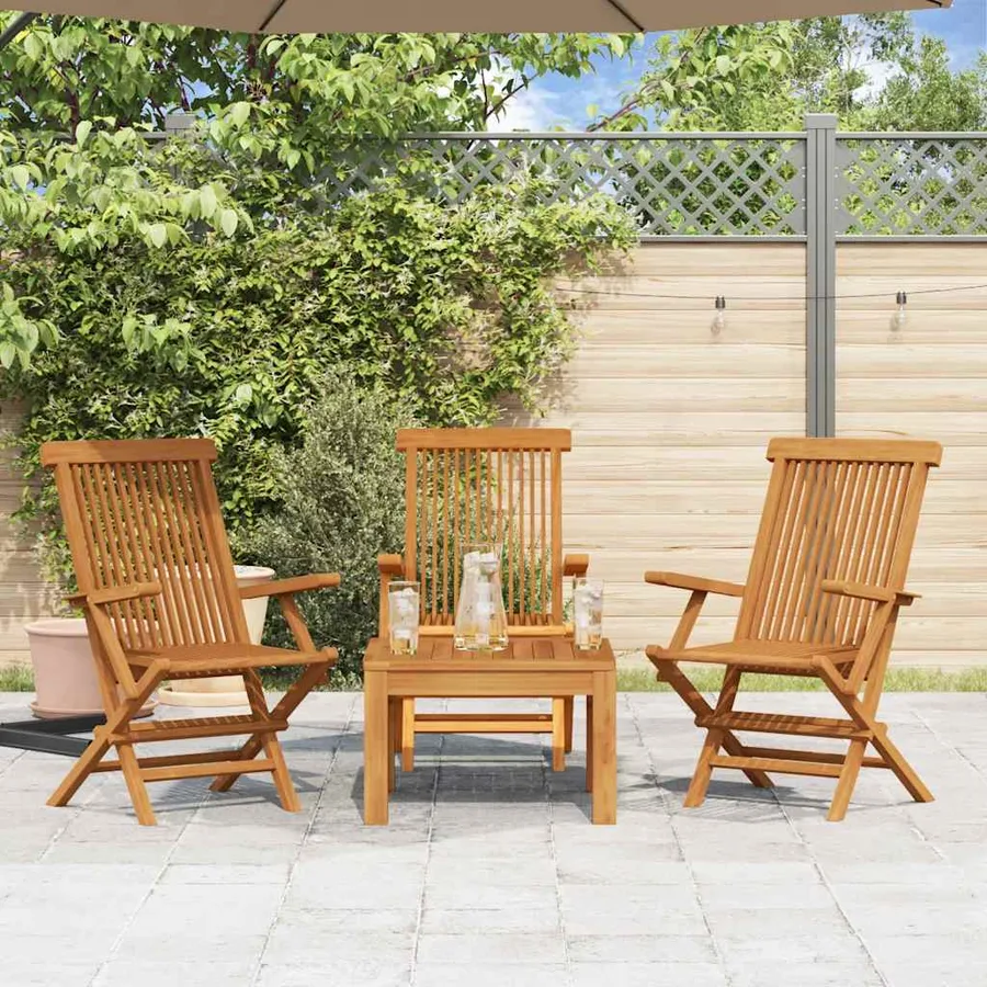Chaises de jardin lot de 3 Bois de teck massif - 3