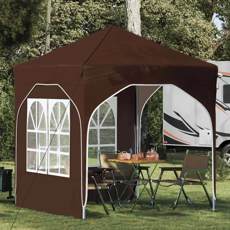 Tente de fête pop-up 192 x 192 x 245 cm Marron
