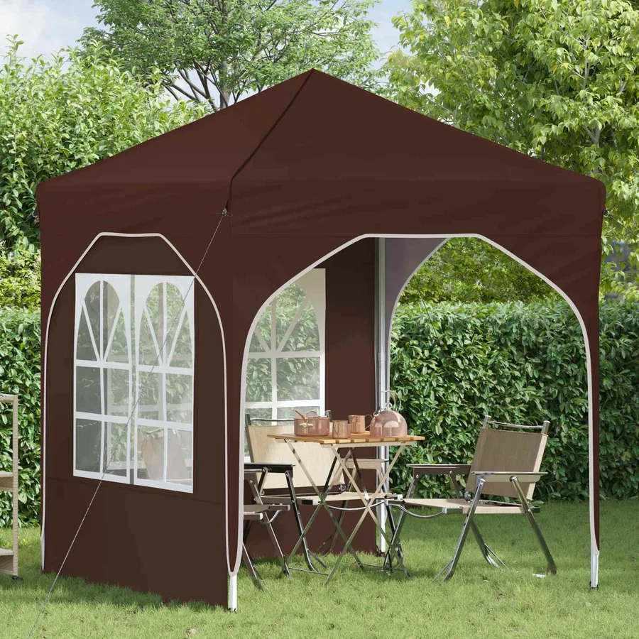 Tente de fête pop-up 192 x 192 x 245 cm Marron - 3