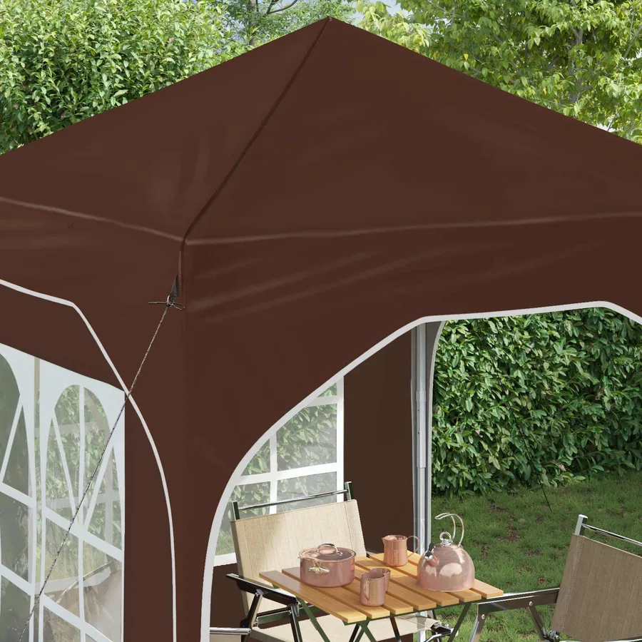 Tente de fête pop-up 192 x 192 x 245 cm Marron - 4