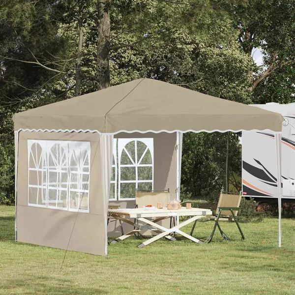 Tente de fête pop-up 288 x 288 x 245 cm Crème Tissu Oxford