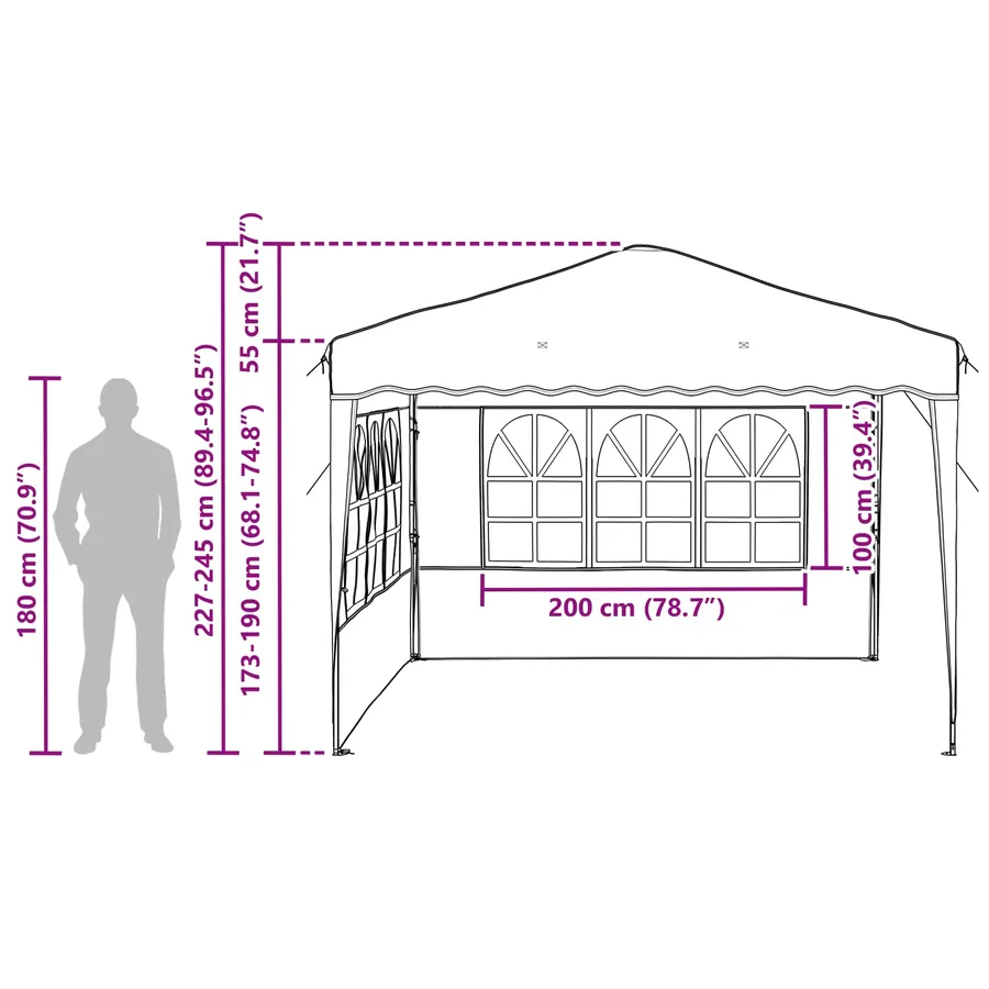 Tente de fête pop-up 288 x 288 x 245 cm Crème Tissu Oxford - 19