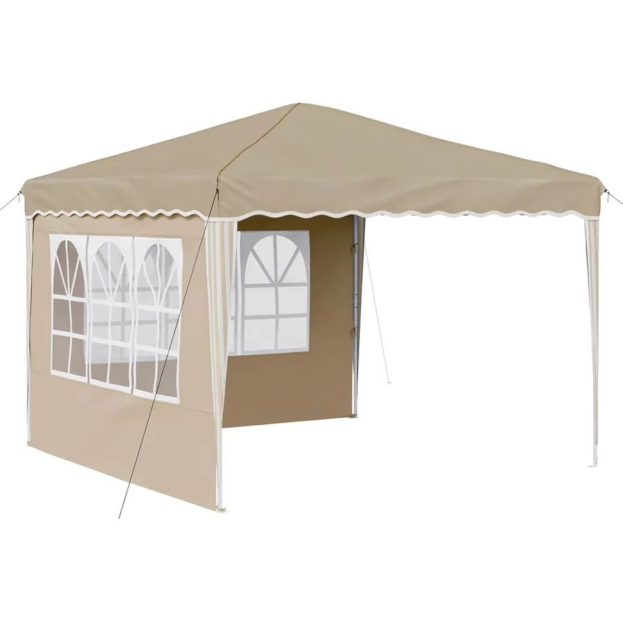 Tente de fête pop-up 288 x 288 x 245 cm Crème Tissu Oxford - 2
