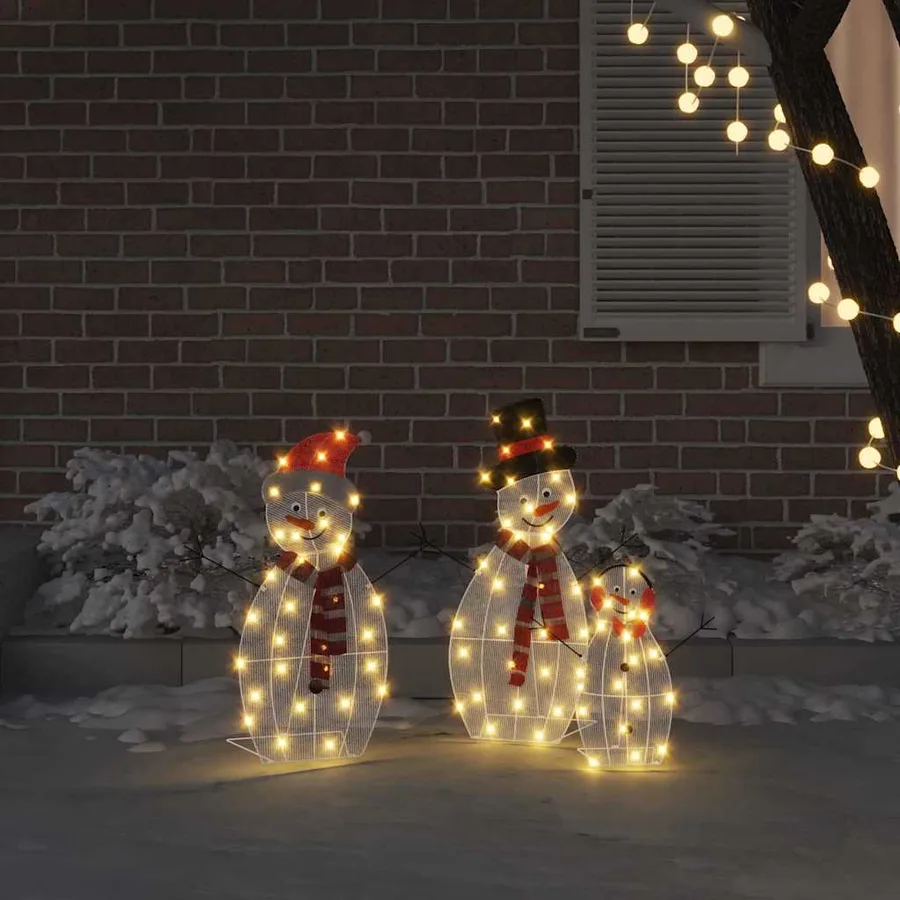 Famille de bonhommes de neige éclairés 3 pcs Blanc chaud - 3