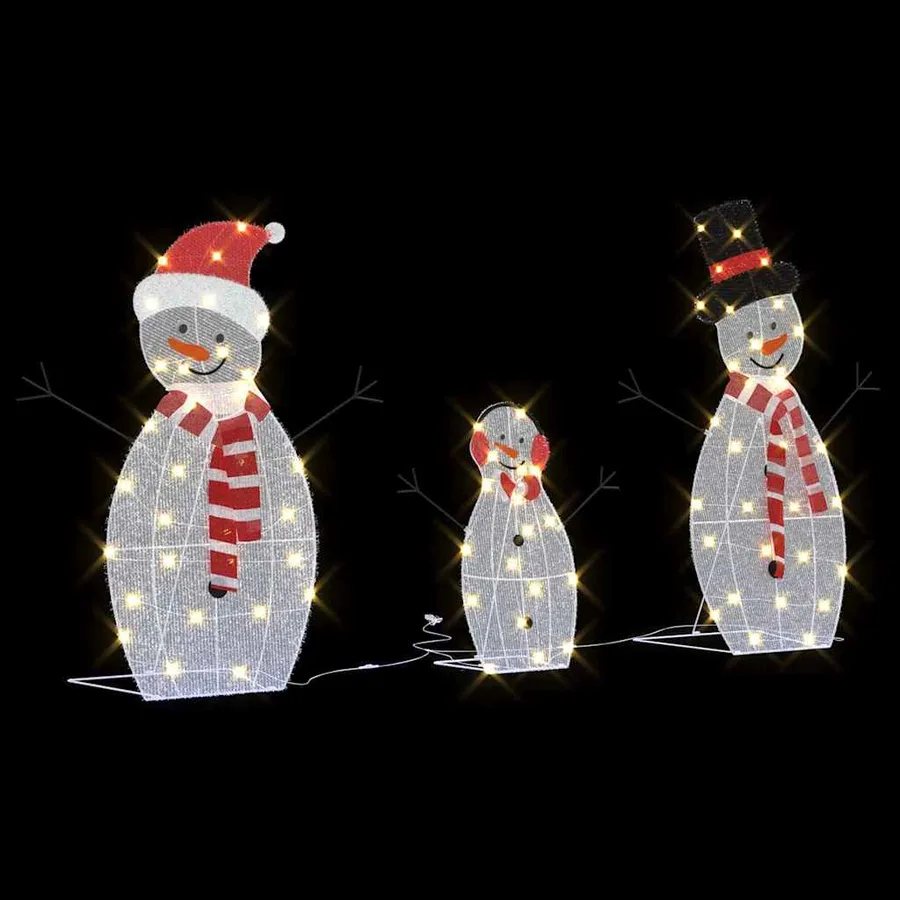 Famille de bonhommes de neige éclairés 3 pcs Blanc chaud - 4