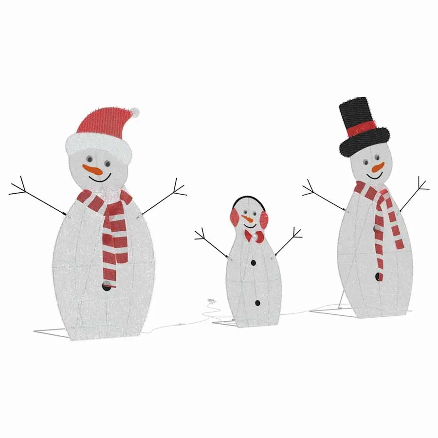 Famille de bonhommes de neige éclairés 3 pcs Blanc chaud - 5