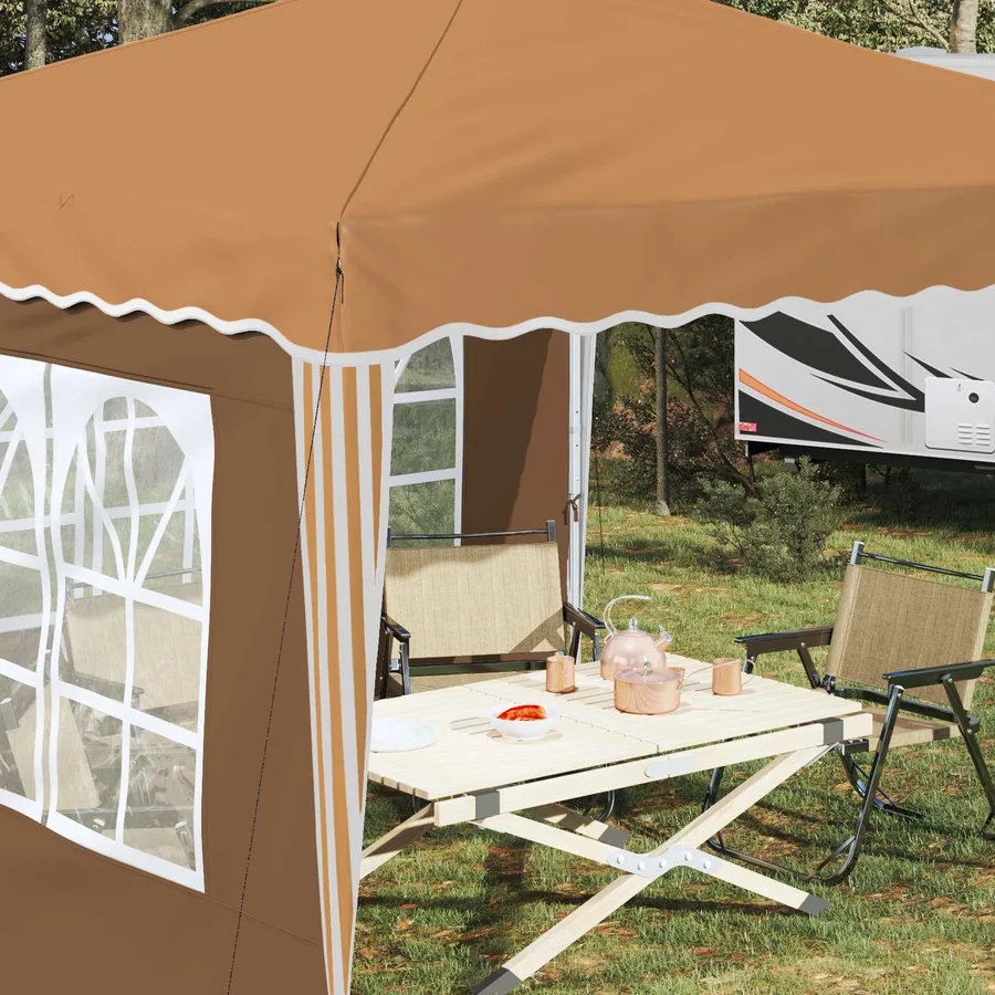 Tente de fête pop-up 288 x 288 x 245 cm Beige Tissu Oxford - 4