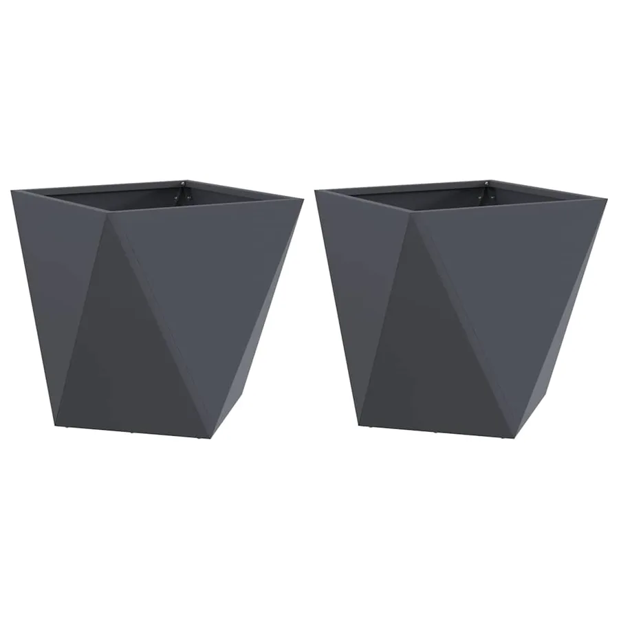 Jardinière 2 pc Anthracite 40 x 40 x 40 cm Acier - 2