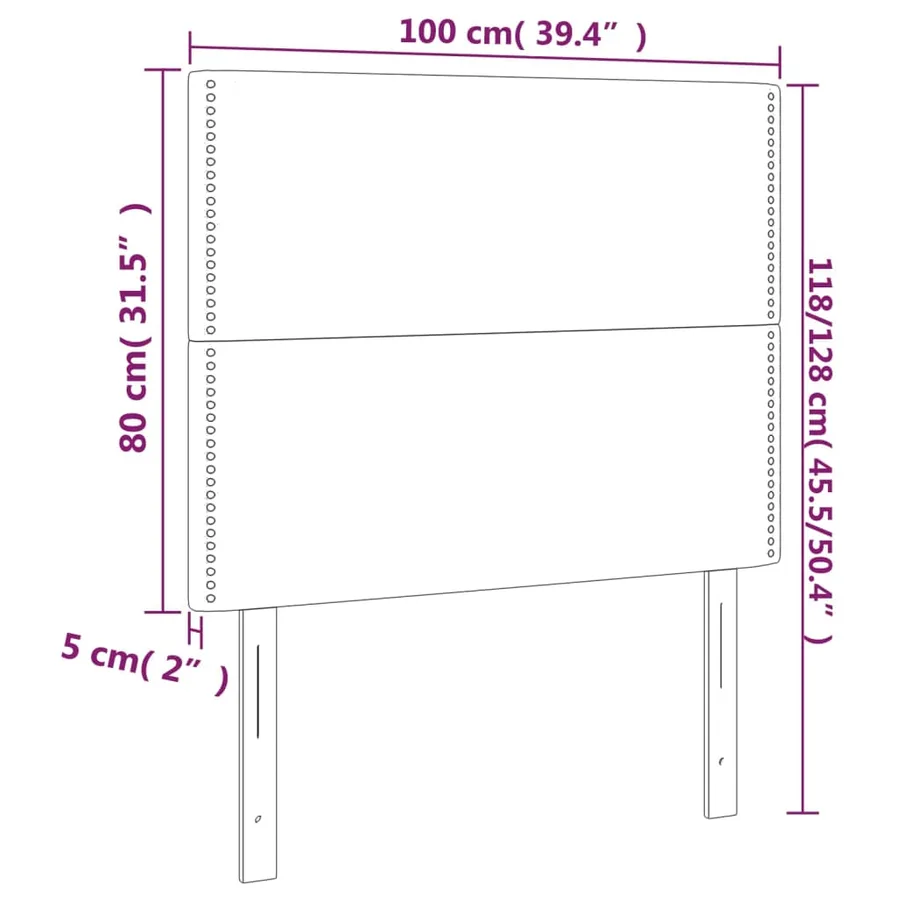 Tête de lit Gris clair 100x5x118/128 cm Velours - 8