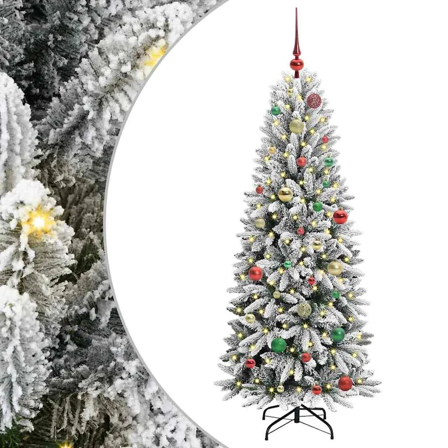 Sapin de Noël artificiel avec 150 LED avec support Blanc 150 cm - 2