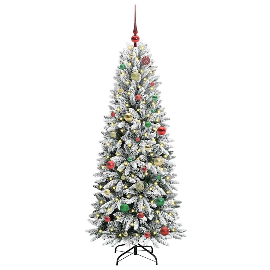 Sapin de Noël artificiel avec 150 LED avec support Blanc 150 cm - 3