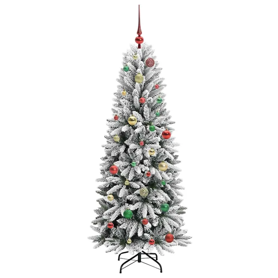 Sapin de Noël artificiel avec 150 LED avec support Blanc 150 cm - 6
