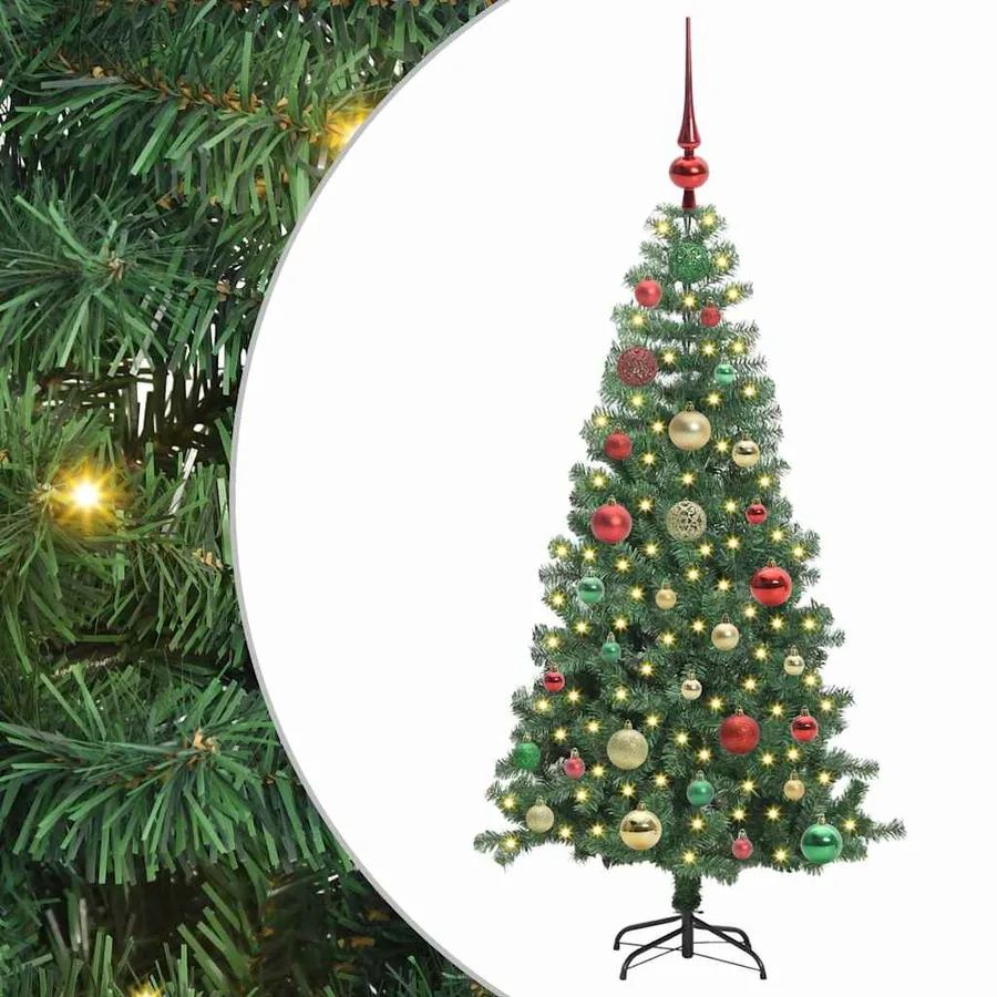 Sapin de Noël avec 150 LED avec support Vert 120 cm PVC - 2