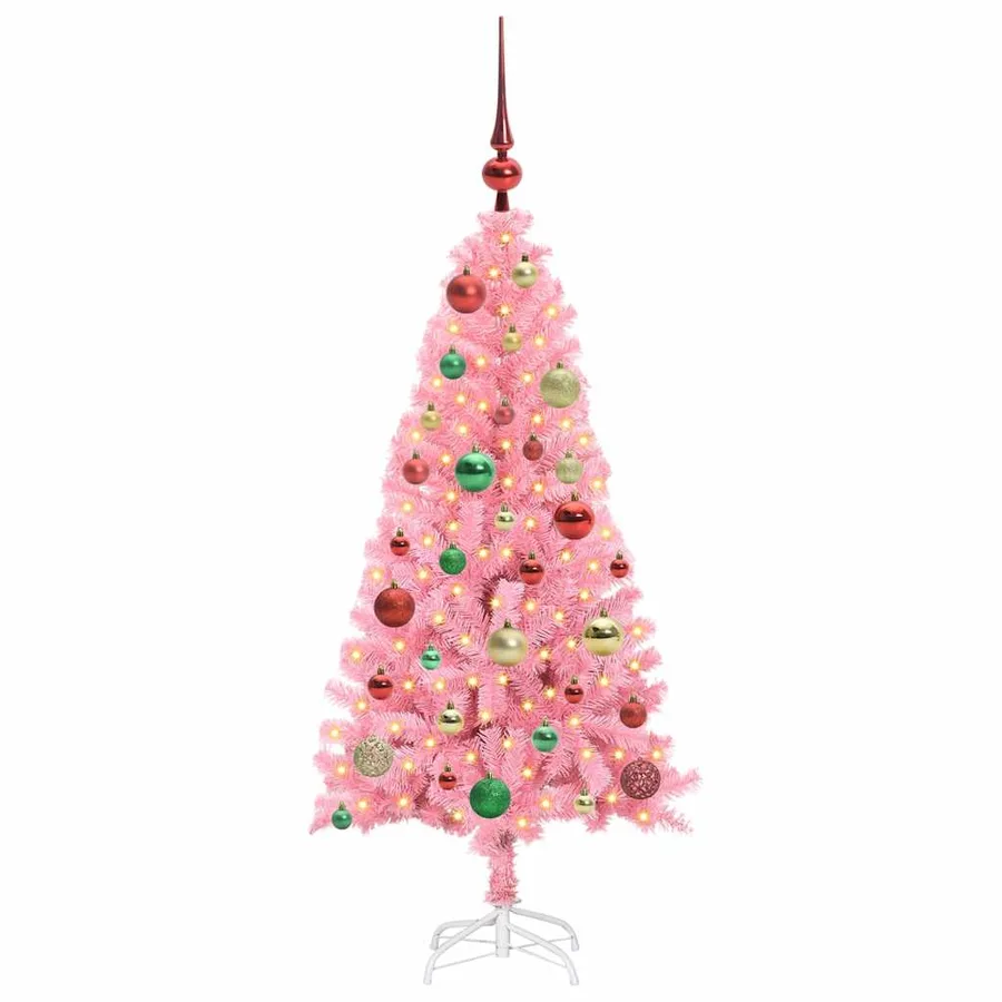 Sapin de Noël avec 150 LED avec support Rose 120 cm PVC - 3