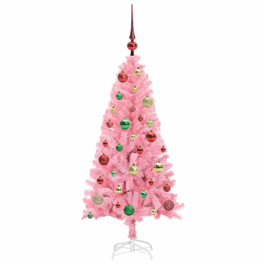 Sapin de Noël avec 150 LED avec support Rose 120 cm PVC - 6