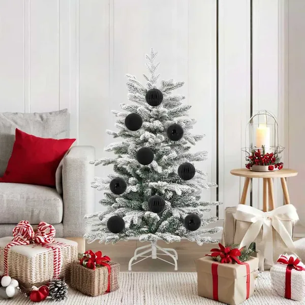 Ensemble de Boules de Noël XL 15 pcs Noir Ø 10 cm Plastique LED
