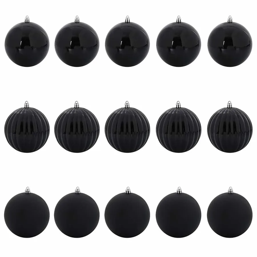 Ensemble de Boules de Noël XL 15 pcs Noir Ø 10 cm Plastique LED - 2