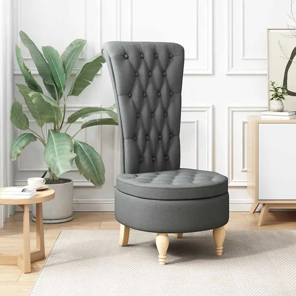 Fauteuil à pantoufle Gris foncé 56,5 x 70 x 110 cm tissu