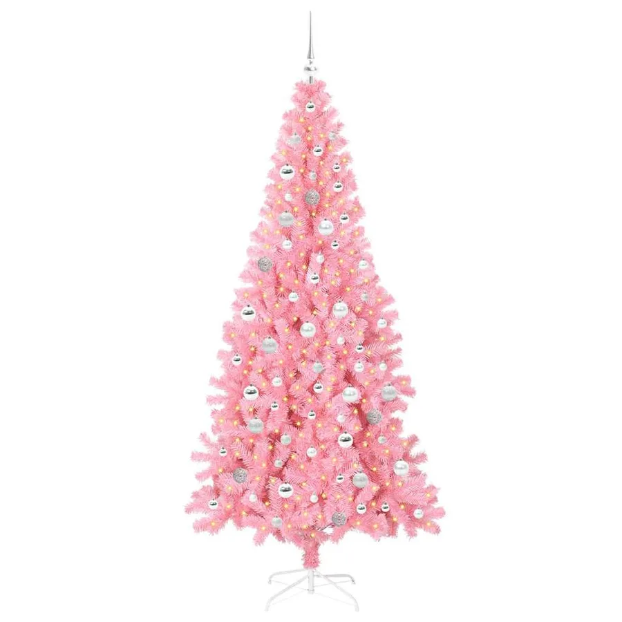 Sapin de Noël avec 300 LED avec support Rose 210 cm PVC - 3