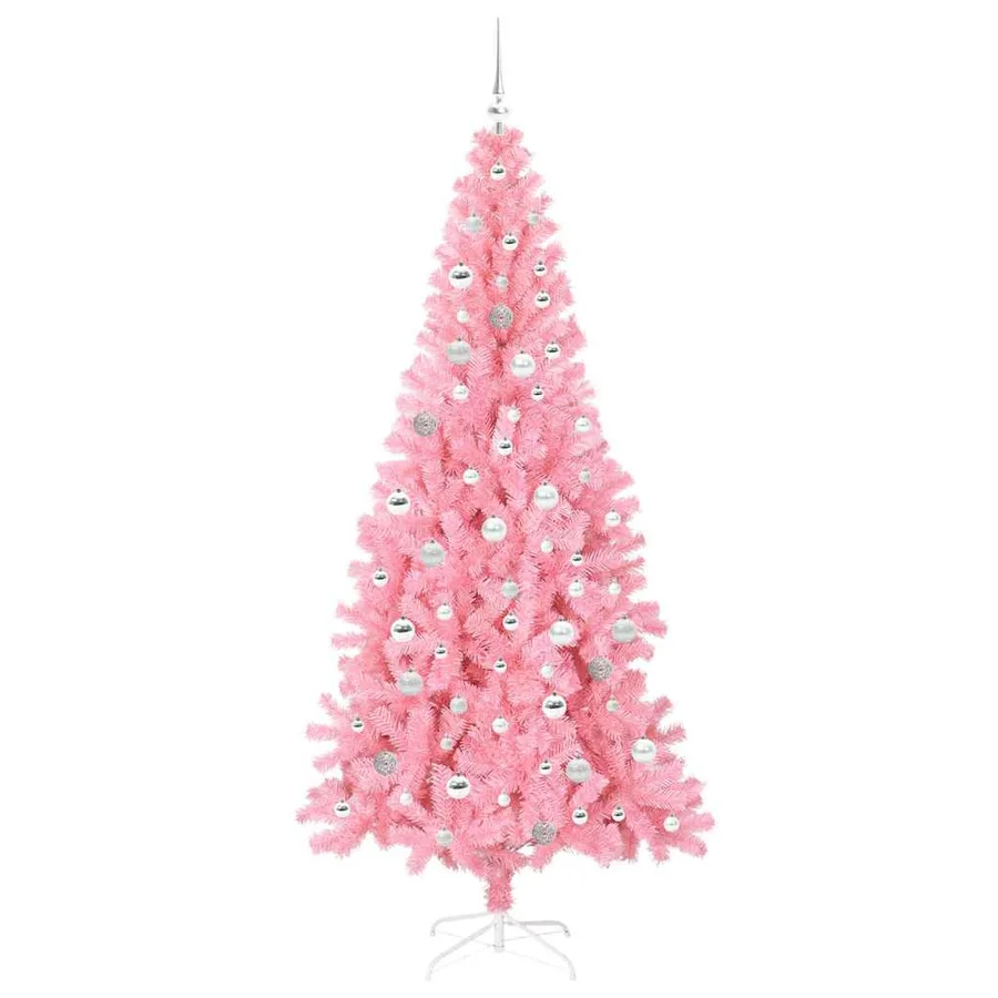 Sapin de Noël avec 300 LED avec support Rose 210 cm PVC - 4