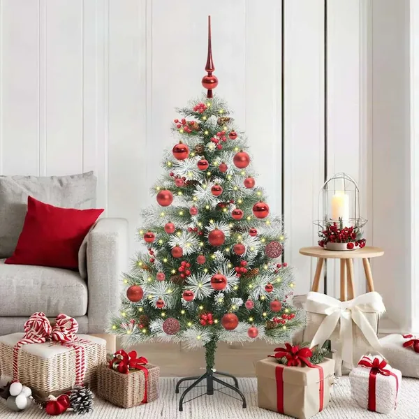 Sapin de Noël artificiel Vert et blanc 150 cm