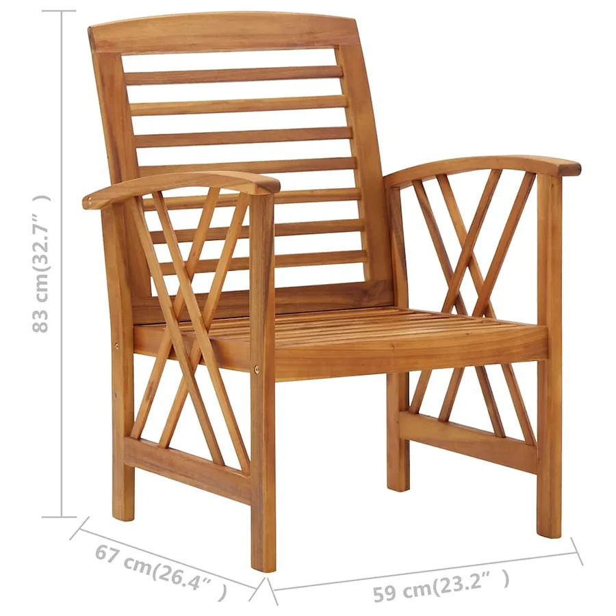 Chaises de jardin lot de 2 Bois d'acacia massif - 8