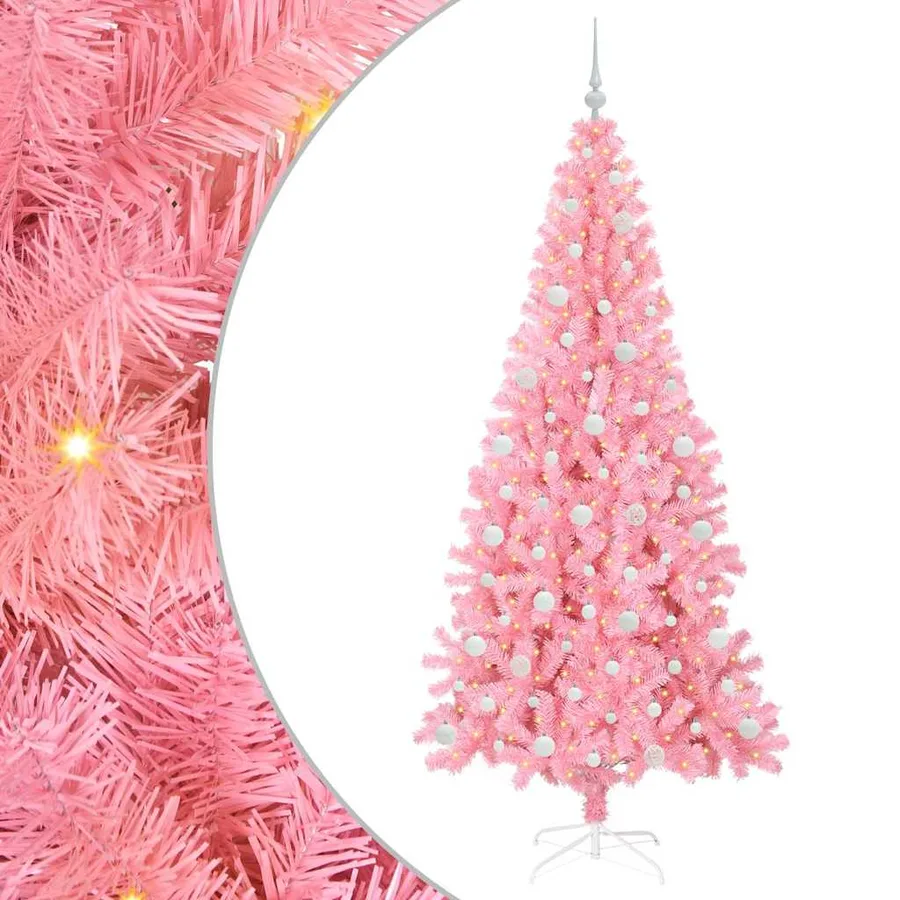 Sapin de Noël avec 300 LED avec support Rose 210 cm PVC - 2