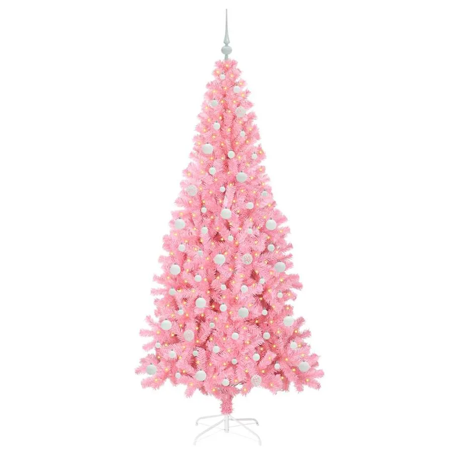Sapin de Noël avec 300 LED avec support Rose 210 cm PVC - 3